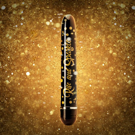 Черно-золотистый классический вибратор Rise and Sparkle - 17,8 см. 