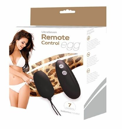 Чёрное виброяйцо с пультом дистанционного управления ULTRA SEVEN REMOTE CONTROL EGG 