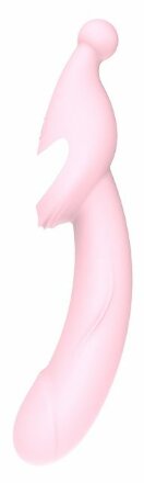 Розовый вибромассажер 2-WAY PLEASER - 21 см. 
