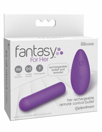 Фиолетовая вибропуля с пультом Rechargeable Remote Control Bullet - 7,62 см. 