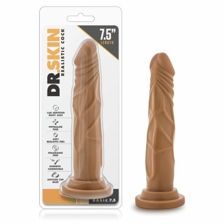 Кофейный фаллоимитатор без мошонки Dr. Skin Realistic Cock Basic 7.5 - 19 см. 