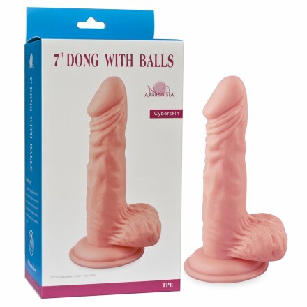 Телесный фаллоимитатор 7&quot; Dong with Balls - 16 см. 