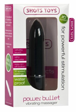 Чёрная удлинённая вибропуля Power Bullet Black - 8,3 см. 