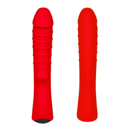 Красный вибромассажер 5  Silicone Wild Passion - 19,1 см. 