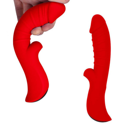 Красный вибромассажер 5  Silicone Wild Passion - 19,1 см. 