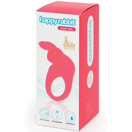 Розовое эрекционное виброкольцо Happy Rabbit Rechargeable Rabbit Cock Ring 