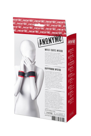 Красно-черные велюровые наручники Anonymo 