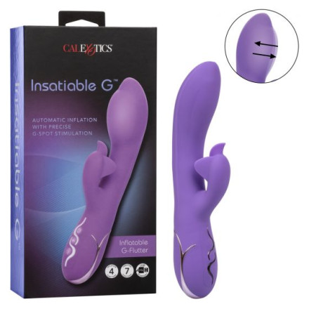 Фиолетовый вибромассажер Inflatable G-Flutter с функцией расширения - 21 см. 