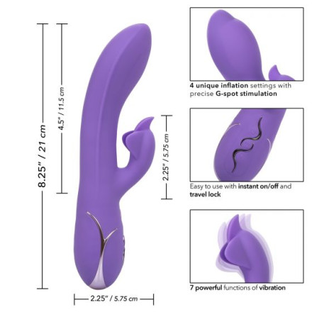 Фиолетовый вибромассажер Inflatable G-Flutter с функцией расширения - 21 см. 