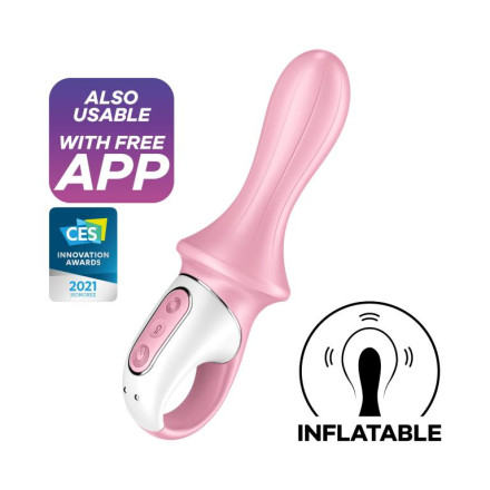 Розовый вибромассажер Air Pump Booty 5+ - 18,1 см. 