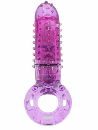 Фиолетовое эрекционное кольцо с вибрацией и пальчиком OYEAH PURPLE 