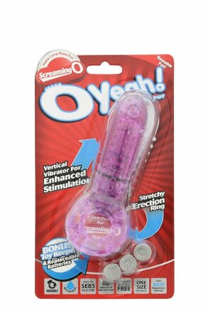 Фиолетовое эрекционное кольцо с вибрацией и пальчиком OYEAH PURPLE 