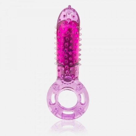 Фиолетовое эрекционное кольцо с вибрацией и пальчиком OYEAH PURPLE 