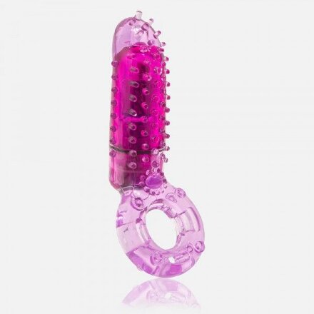 Фиолетовое эрекционное кольцо с вибрацией и пальчиком OYEAH PURPLE 