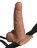 Кофейный перезаряжаемый вибрострапон 6&quot; Hollow Rechargeable Strap-On Remote - 17,5 см. 