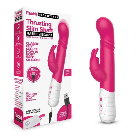 Розовый массажер для G-точки Slim Shaft thrusting G-spot Rabbit - 23 см. 