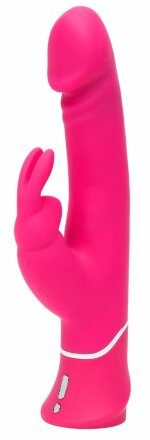 Розовый вибратор-кролик Realistic Dual Density Rechargeable Rabbit Vibrator - 25,5 см. 