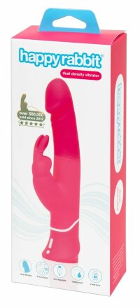 Розовый вибратор-кролик Realistic Dual Density Rechargeable Rabbit Vibrator - 25,5 см. 