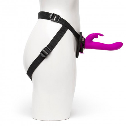 Лиловый страпон Rechargeable Vibrating Strap-On Harness Set - 17,6 см. 