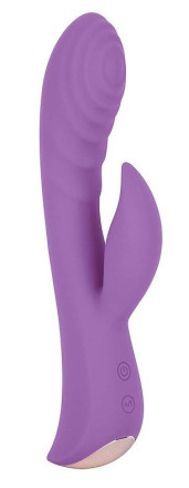Фиолетовый вибромассажер-кролик 5  Silicone Ripple Passion - 19,1 см. 