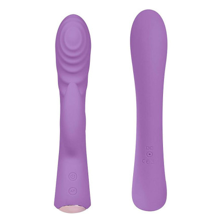 Фиолетовый вибромассажер-кролик 5  Silicone Ripple Passion - 19,1 см. 