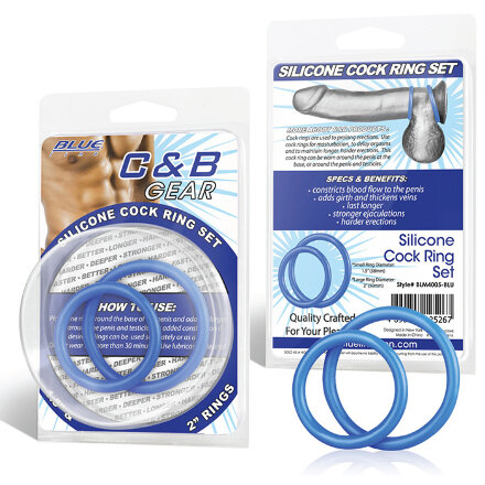 Набор из двух голубых силиконовых колец разного диаметра SILICONE COCK RING SET 