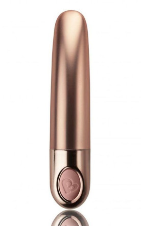 Золотистый мини-вибратор Ellipse - 10,5 см. 