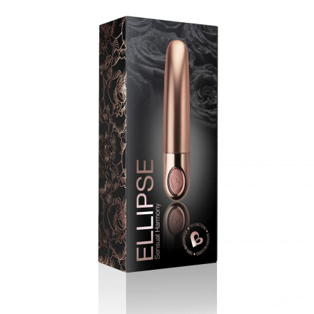 Золотистый мини-вибратор Ellipse - 10,5 см. 
