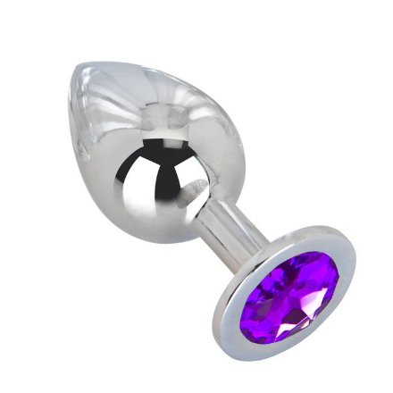 Большой плаг из стали с фиолетовым кристаллом Violet Dream - 9,5 см. 