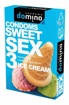 Презервативы для орального секса DOMINO Sweet Sex с ароматом мороженого - 3 шт. 
