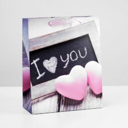 Подарочный пакет &quot;I love you&quot; - 32 х 26 см.