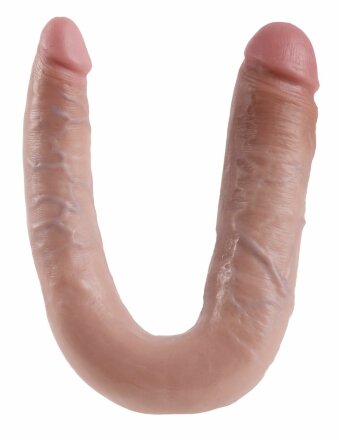 Телесный двусторонний фаллоимитатор U-Shaped Large Double Trouble - 44,4 см. 