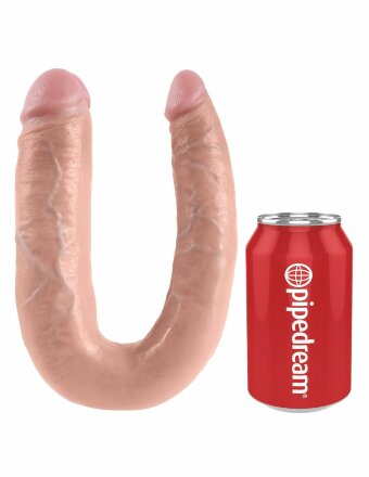 Телесный двусторонний фаллоимитатор U-Shaped Large Double Trouble - 44,4 см. 