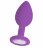Фиолетовая анальная пробка OUCH! Regular Diamond Butt Plug с прозрачным кристаллом - 7,3 см. 