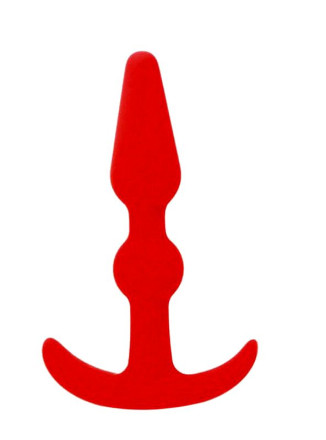 Красная анальная втулка T-SHAPE SILICONE BUTT PLUG RED - 9,9 см. 