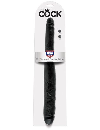 Чёрный двусторонний дилдо 16&quot; Tapered Double Dildo - 40,6 см. 