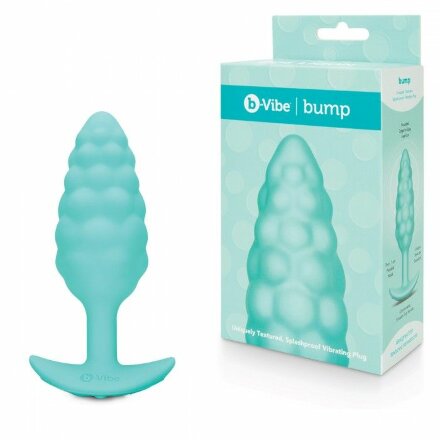 Мятный рельефный анальный виброплаг Bump - 13,5 см. 