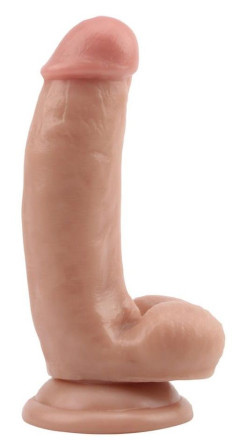 Телесный фаллоимитатор DUAL DENSITY DILDO на присоске - 17 см. 