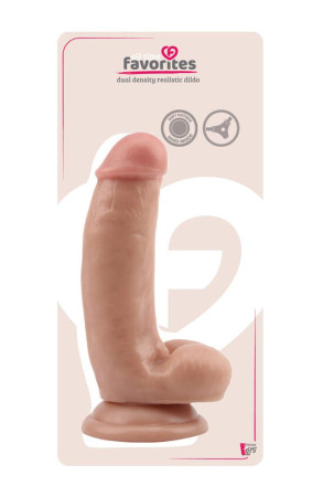 Телесный фаллоимитатор DUAL DENSITY DILDO на присоске - 17 см. 