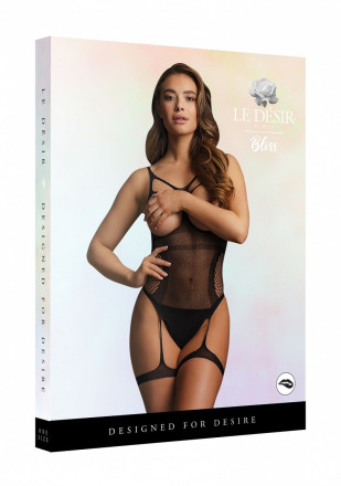 Боди с открытым лифом и гартерами Open-cup Strappy Teddy 