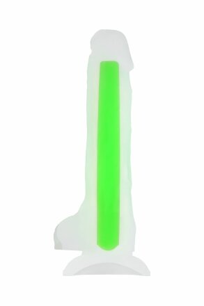 Прозрачно-зеленый фаллоимитатор, светящийся в темноте, Dick Glow - 18 см. 