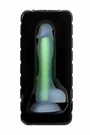 Прозрачно-зеленый фаллоимитатор, светящийся в темноте, Dick Glow - 18 см. 