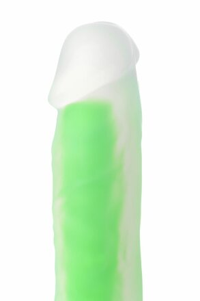 Прозрачно-зеленый фаллоимитатор, светящийся в темноте, Dick Glow - 18 см. 