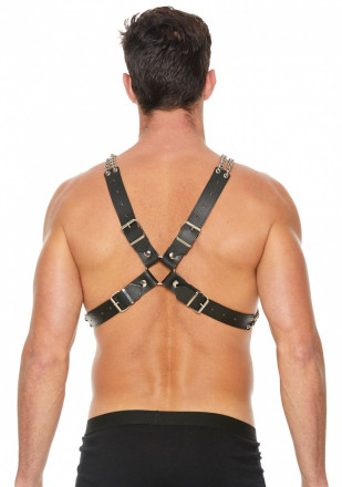 Черная мужская портупея Chain And Chain Harness 