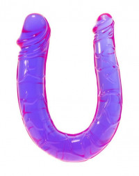 Фиолетовый U-образный фаллоимитатор Mini Double Dong - 30 см.