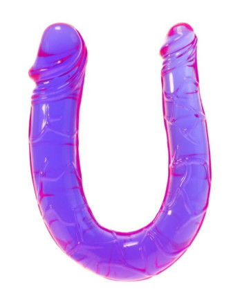 Фиолетовый U-образный фаллоимитатор Mini Double Dong - 30 см. 