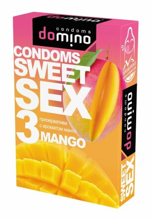 Презервативы для орального секса DOMINO Sweet Sex с ароматом манго - 3 шт. 