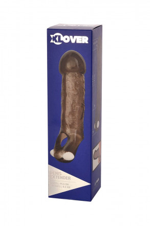 Закрытая дымчатая насадка Toyfa XLover с подхватом - 15,5 см. 