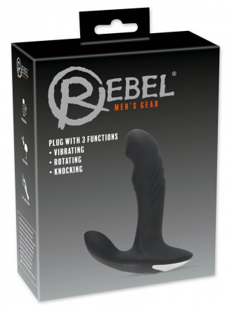 Черный вибромассажер простаты с функцией римминга Plug with Perineum Stimulator - 16,6 см. 