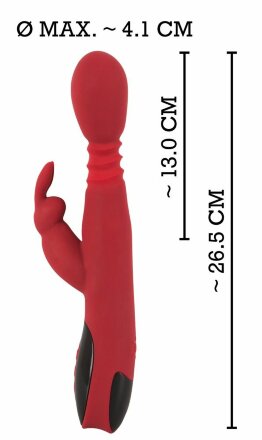 Красный вибромассажер с клиторальным отростком Rabbit Vibrator - 26,5 см. 